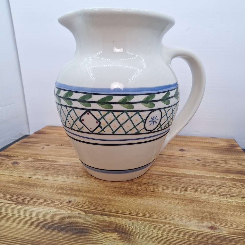 Vintage Harstone Pottery Pitcher Large Heavy Hand Painted USA 1985